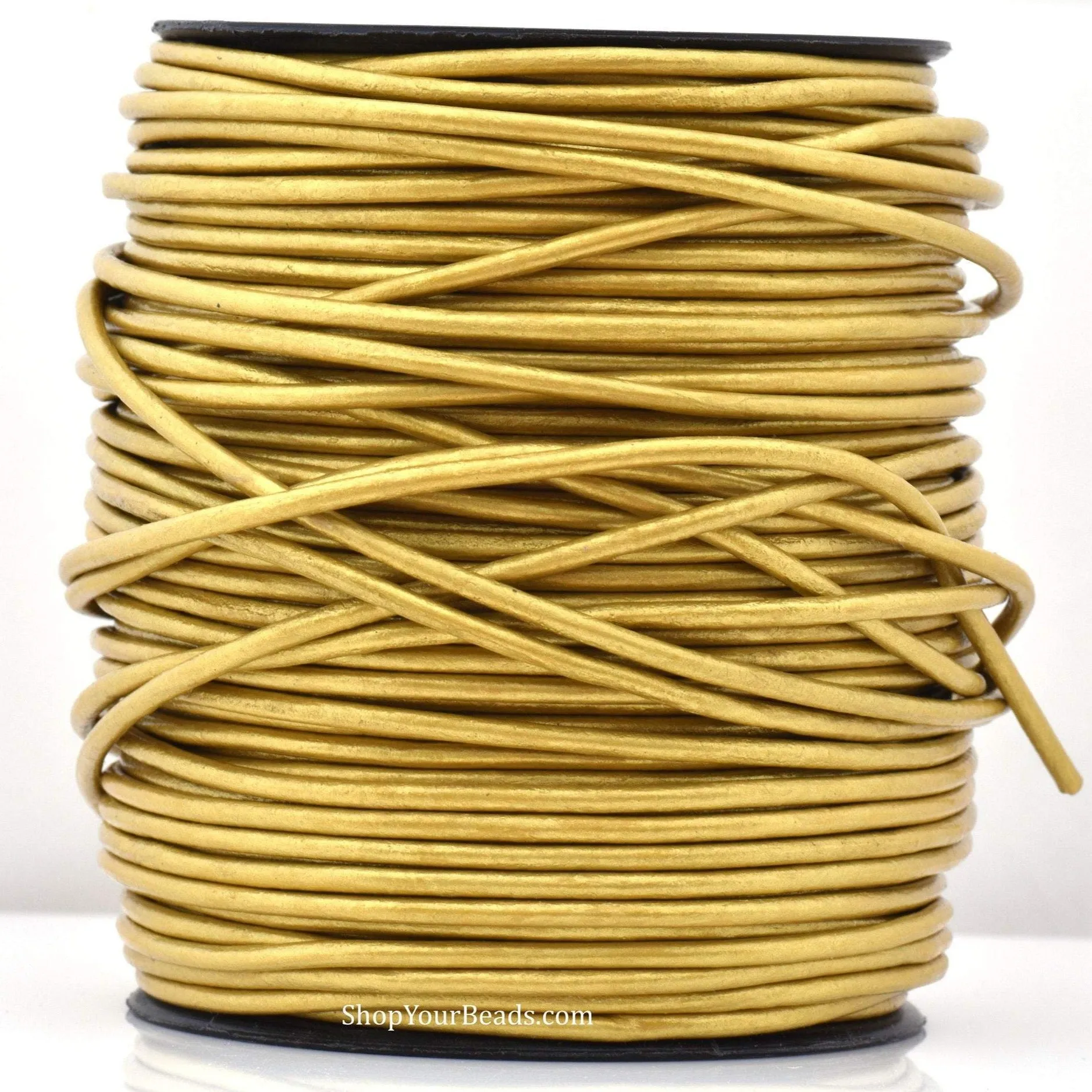 3mm Metallic Gold Leather Cord - Round - Premium Quality - Indian Leather - Wrap Bracelet Making Findings - Lead Free - Necklace Making