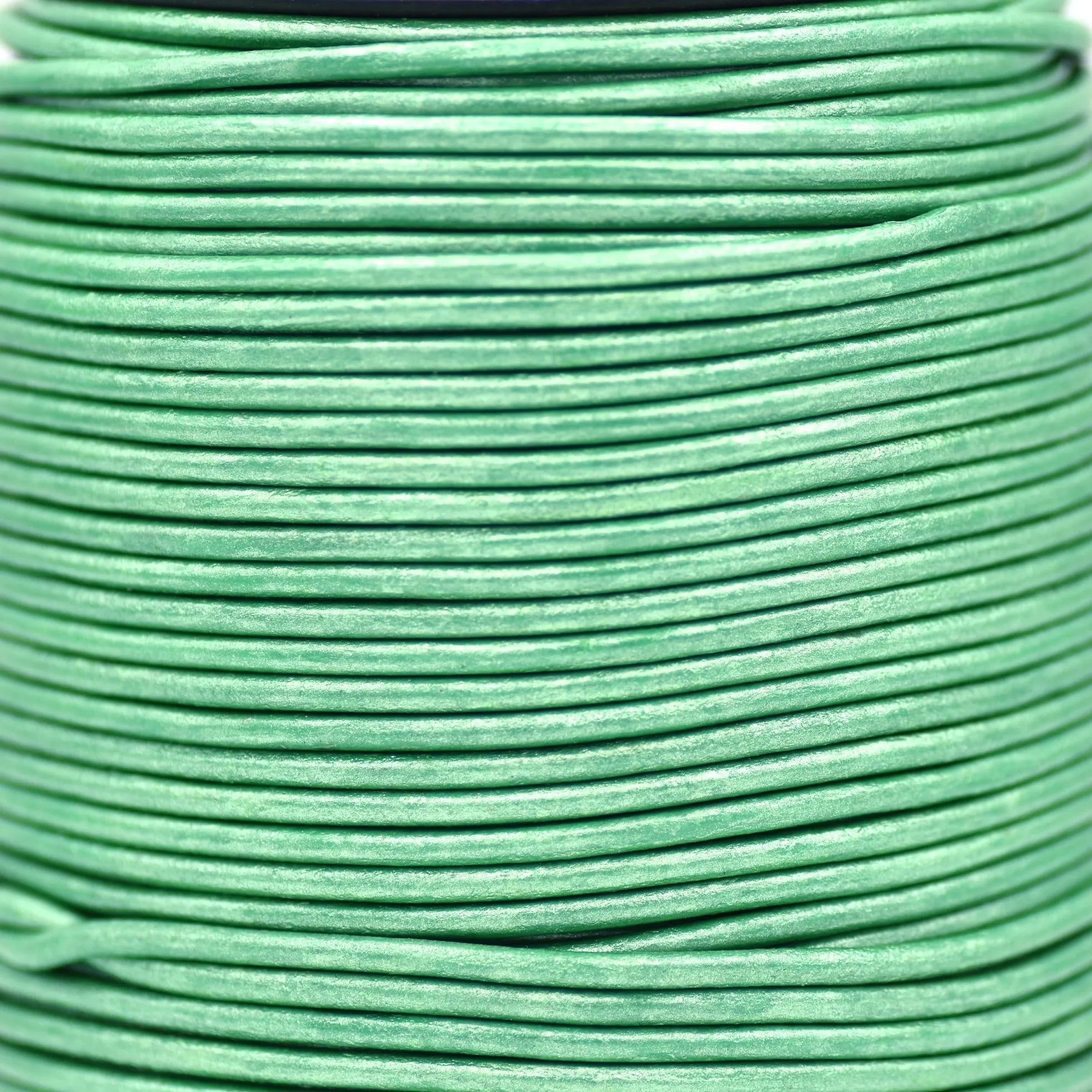 3mm Metallic Leaf Green Leather Cord - Round - Premium Quality - Indian Leather - Wrap Bracelet Making Findings Lead Free - Necklace Making