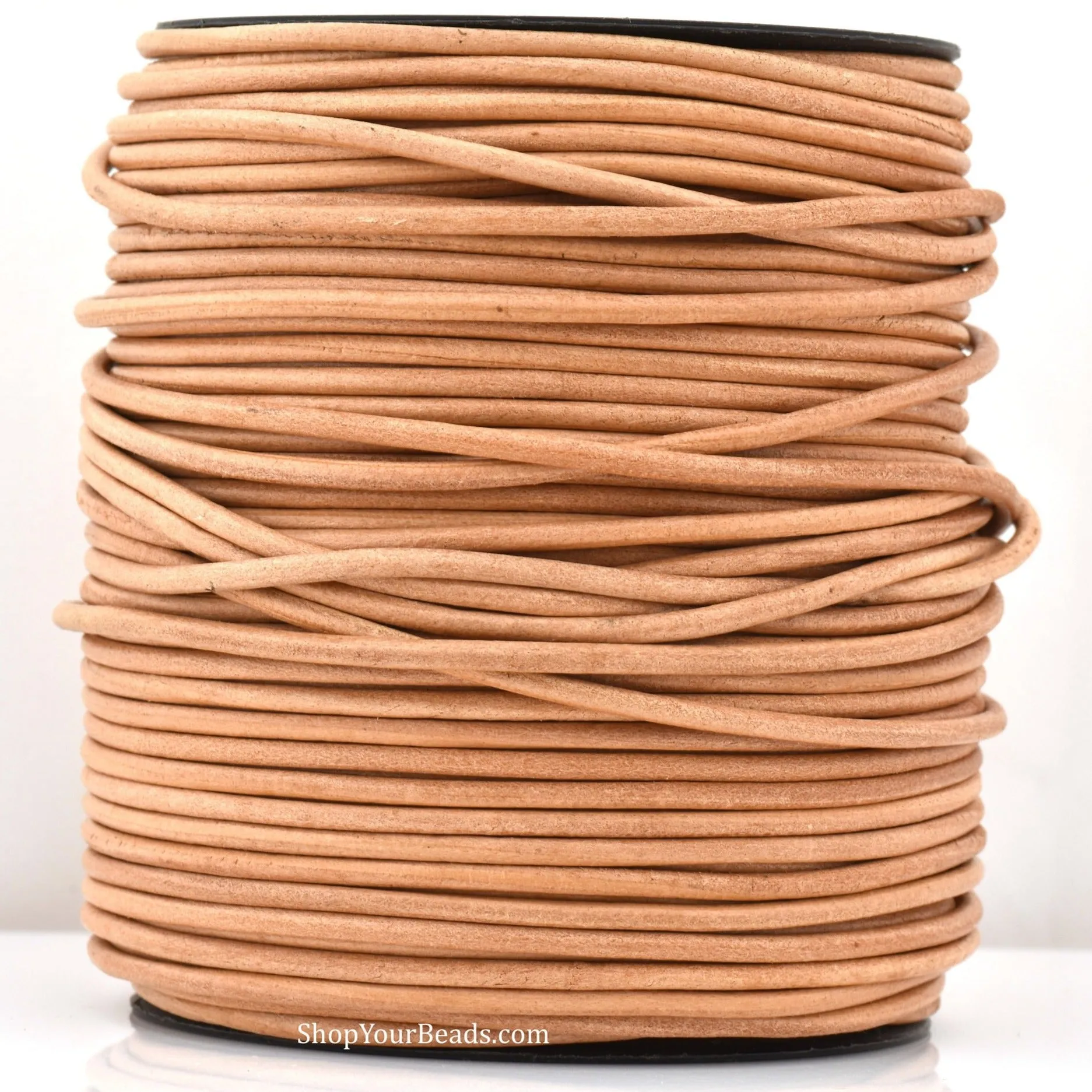 3mm Natural Beige color Leather Cord - Round - Premium Quality - Indian Leather - Wrap Bracelet Making Findings, Lead Free, Necklace Making