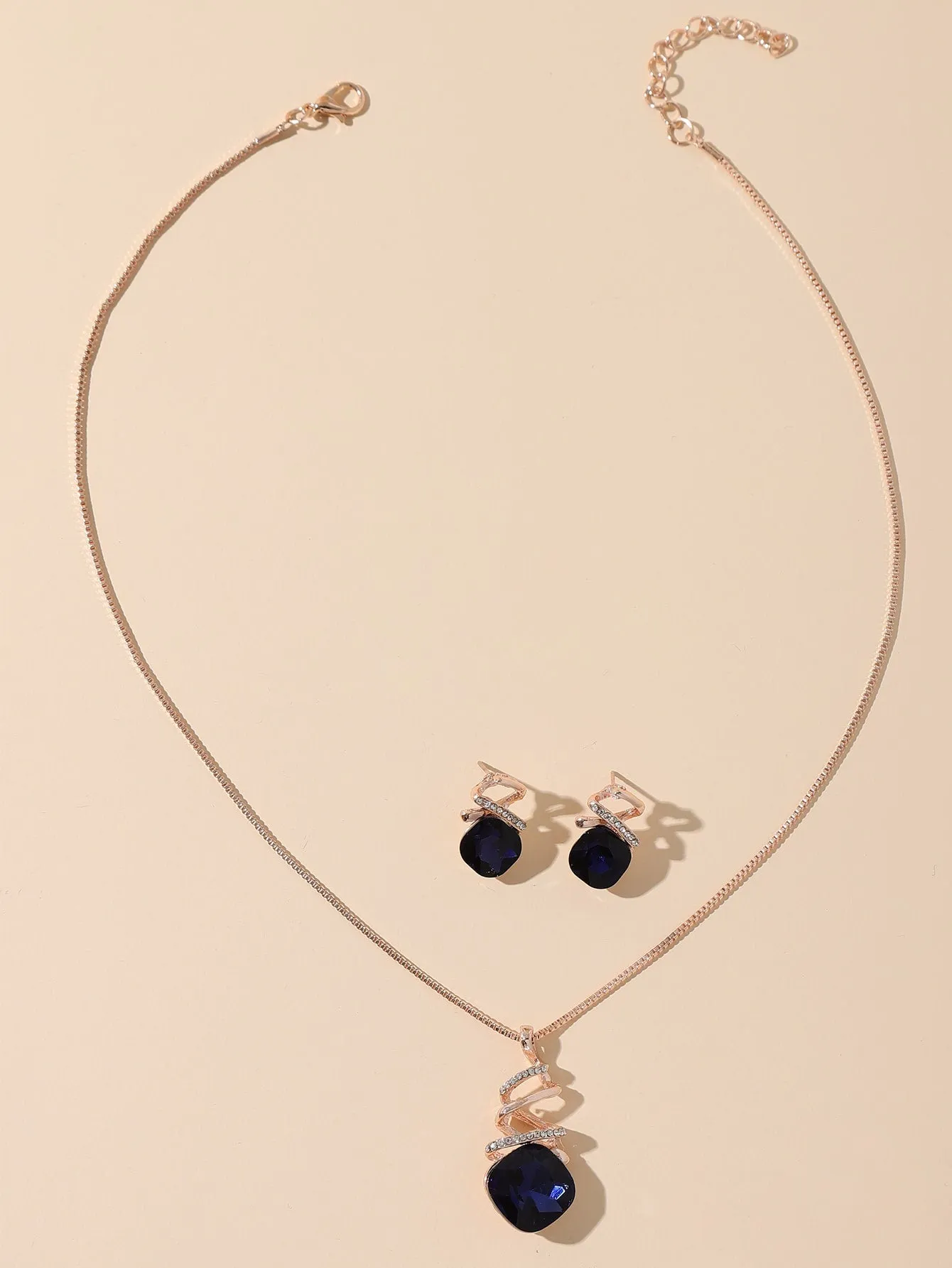 3pcs Crystal Decor Jewelry Set - Blue- FD ⚡