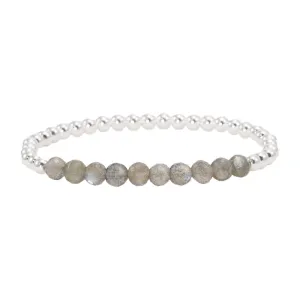 4mm Sterling Silver Beads with Labradorite Bracelet