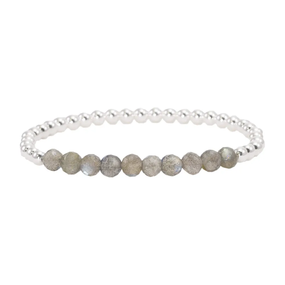 4mm Sterling Silver Beads with Labradorite Bracelet