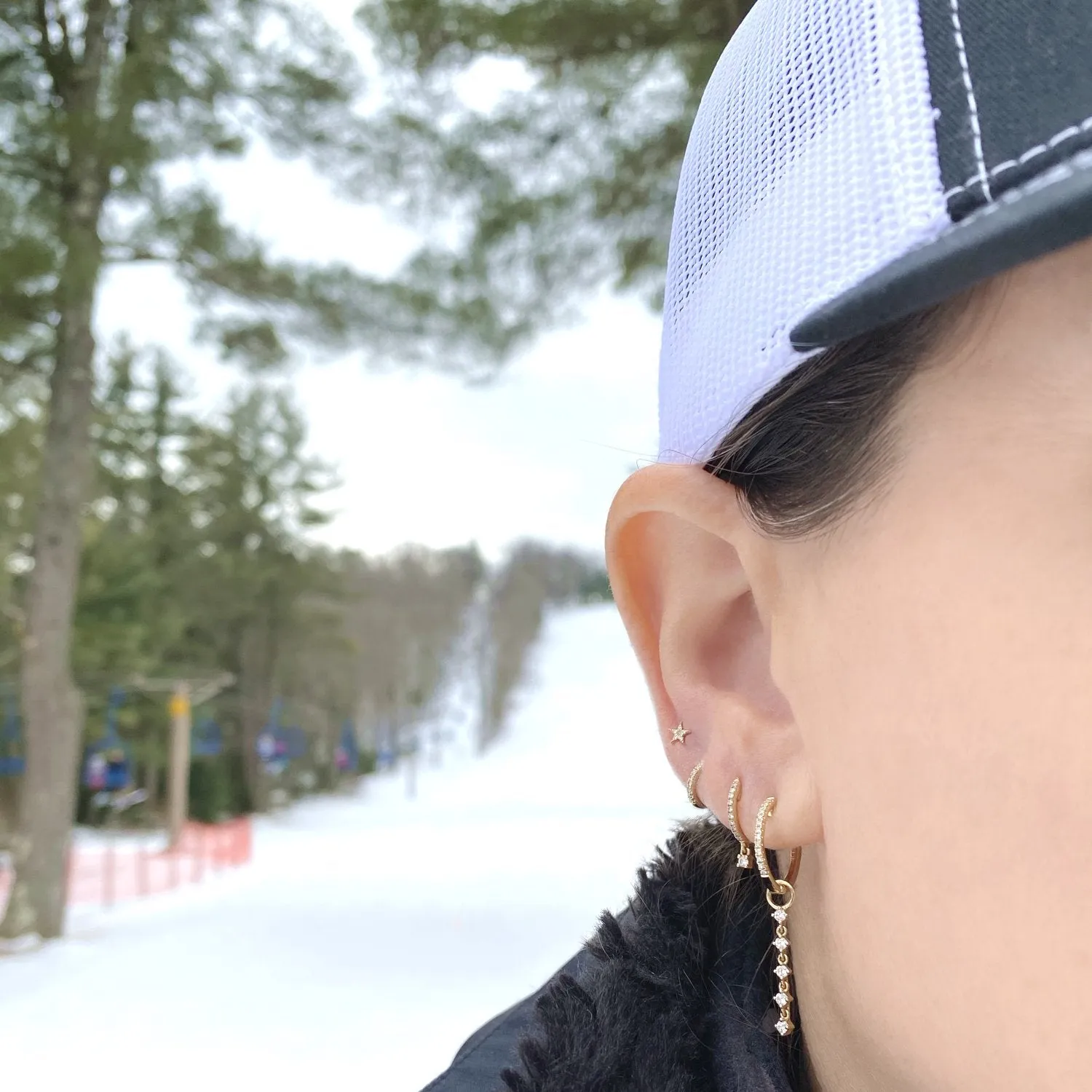 5 Diamond Drop Hoops