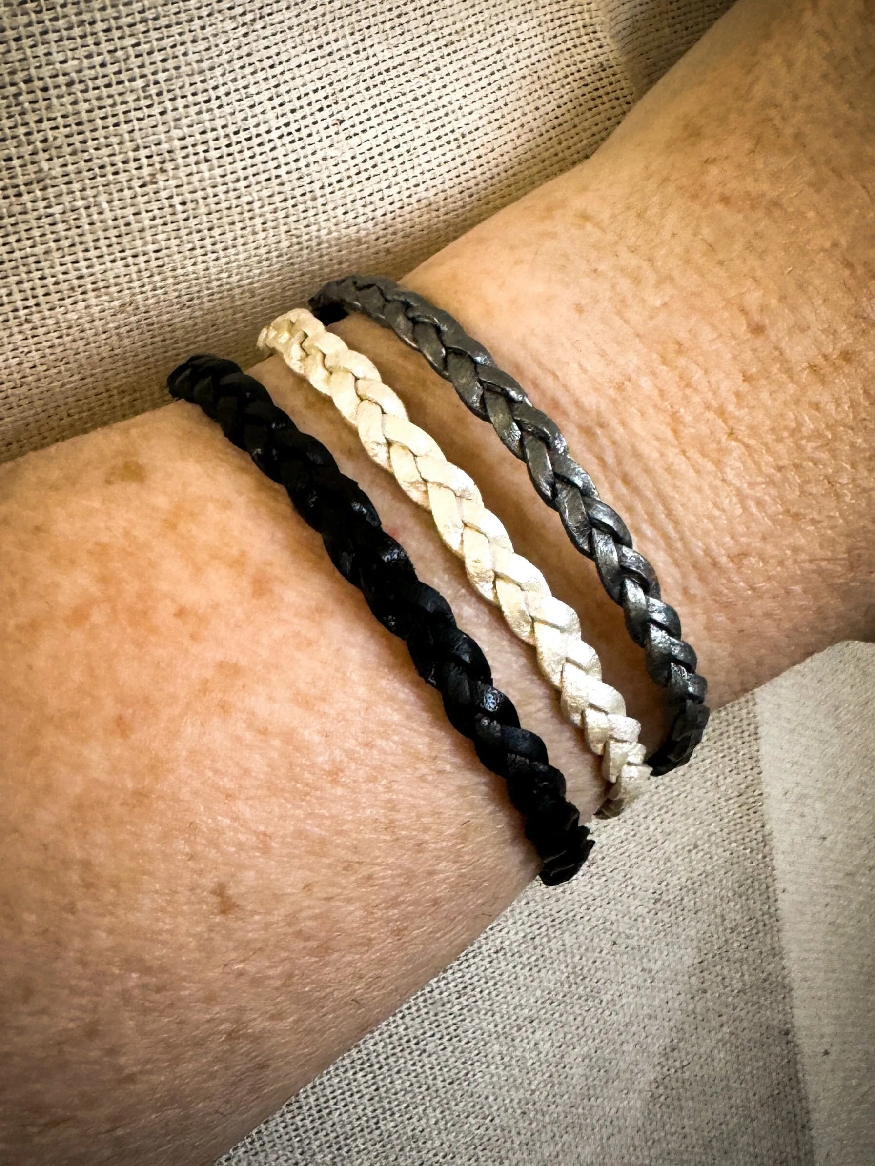 5mm FLAT Braided Leather Bracelets | SET B | 8 colors | Magnetic Closure | Unisex