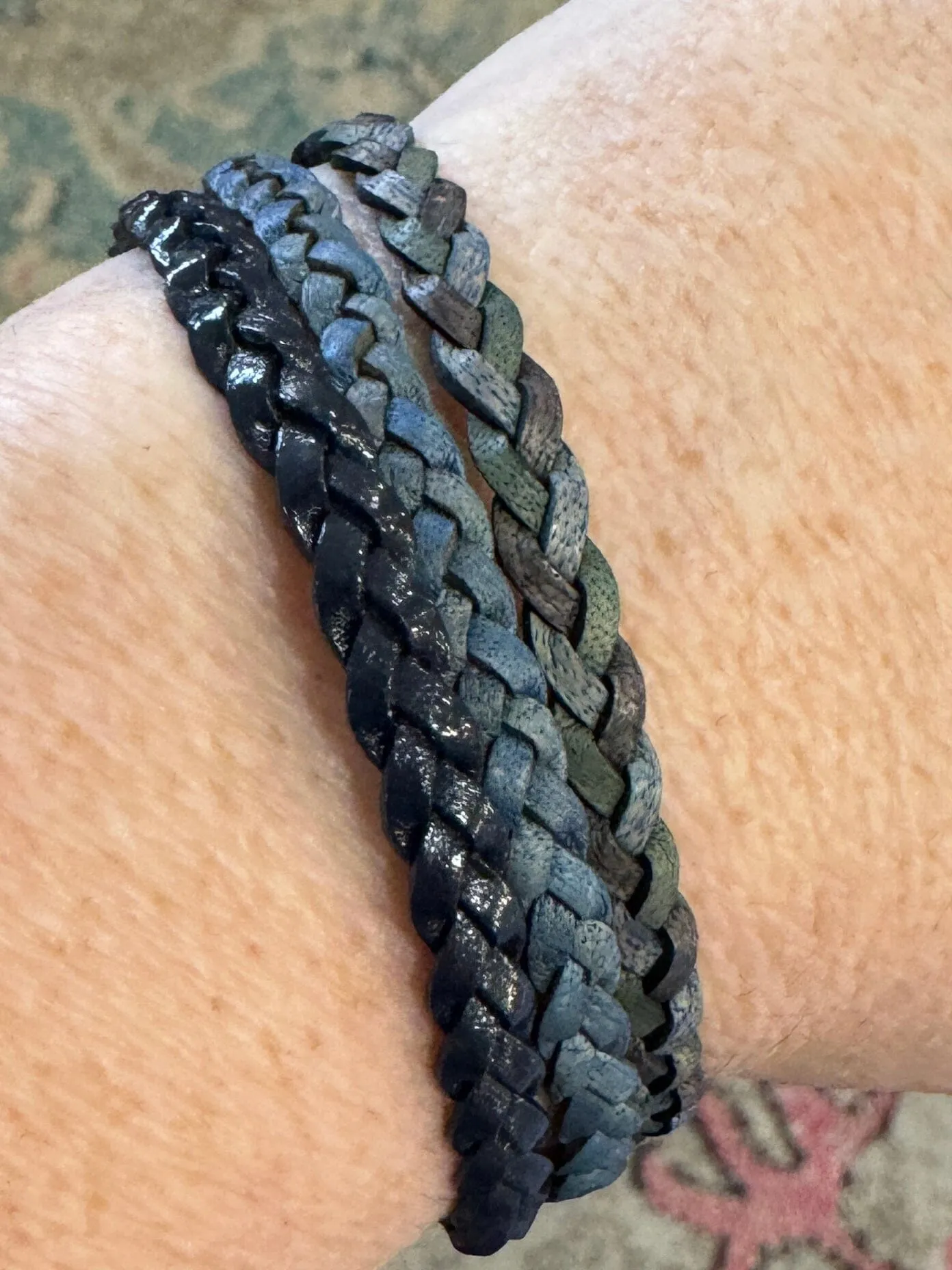 5mm FLAT Braided Leather Bracelets | SET B | 8 colors | Magnetic Closure | Unisex