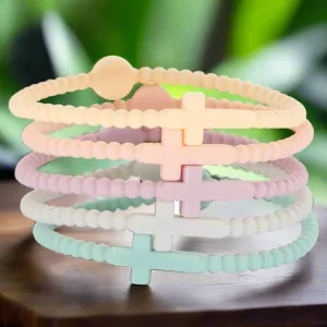 5Pcs Colorful Cross Silicone Bracelets - Christian Faith Jewelry for Men and Women Inspiration