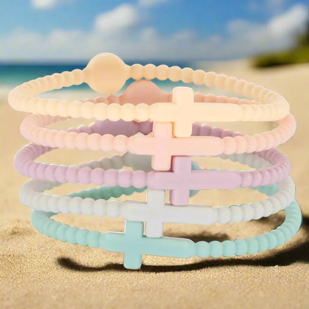 5Pcs Colorful Cross Silicone Bracelets - Christian Faith Jewelry for Men and Women Inspiration