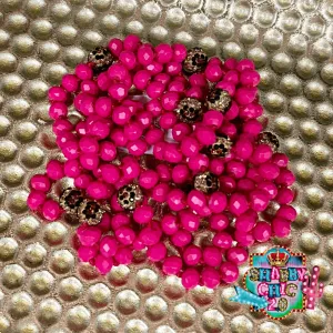60" Crystal Necklace - Hot Pink and Leopard