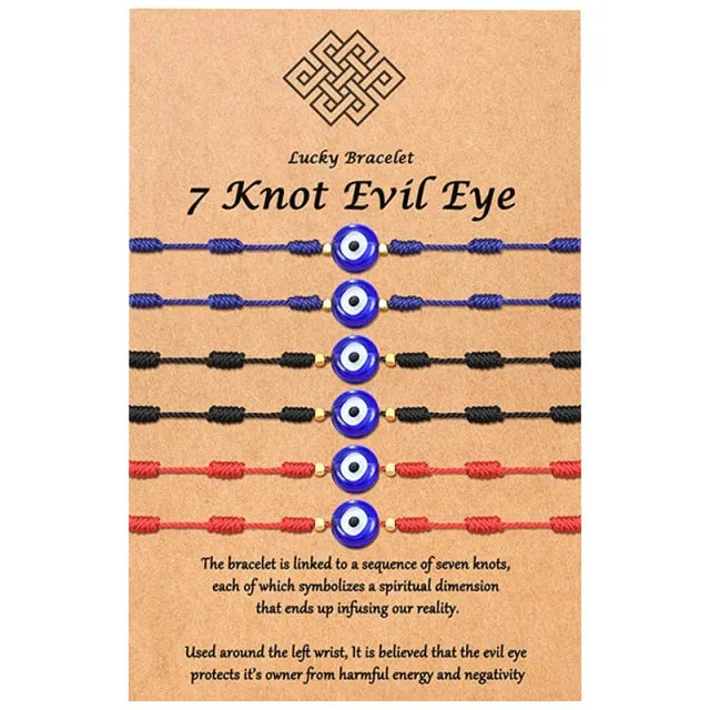 6Pcs/Set Turkish Evil Eye Handmade Braided Bracelets