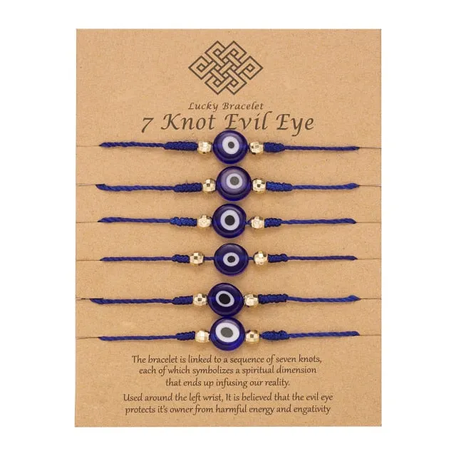 6Pcs/Set Turkish Evil Eye Handmade Braided Bracelets