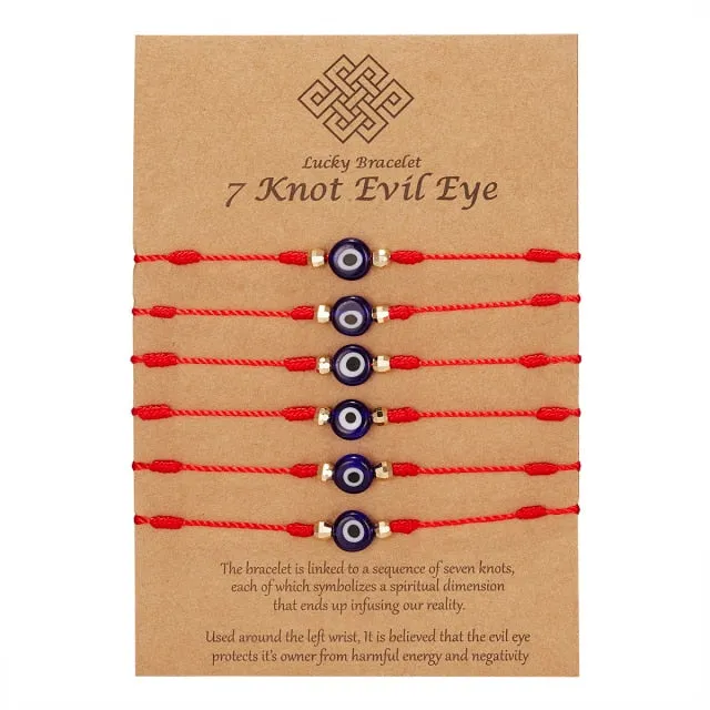 6Pcs/Set Turkish Evil Eye Handmade Braided Bracelets