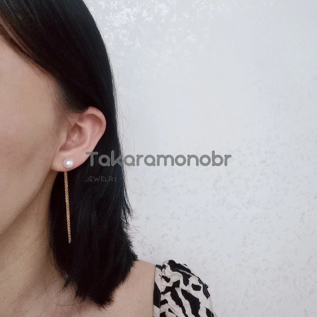7.0-8.0 mm White Freshwater Pearl Tassels Earrings