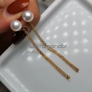 7.0-8.0 mm White Freshwater Pearl Tassels Earrings