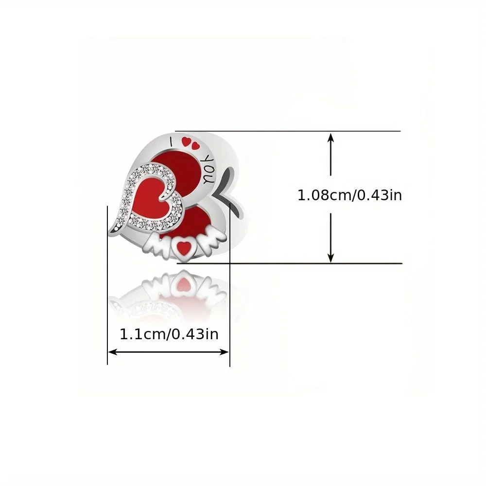 925 Silver Mother Heart Charm for DIY Jewelry Making