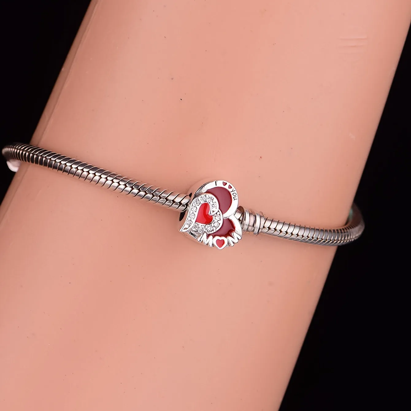 925 Silver Mother Heart Charm for DIY Jewelry Making