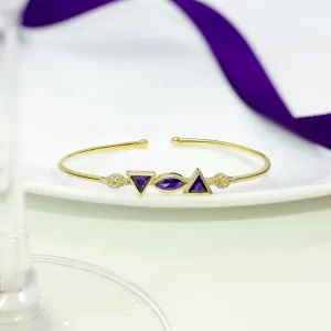 925 Sterling Silver Bracelet for Women with Triangular Amethyst Stone