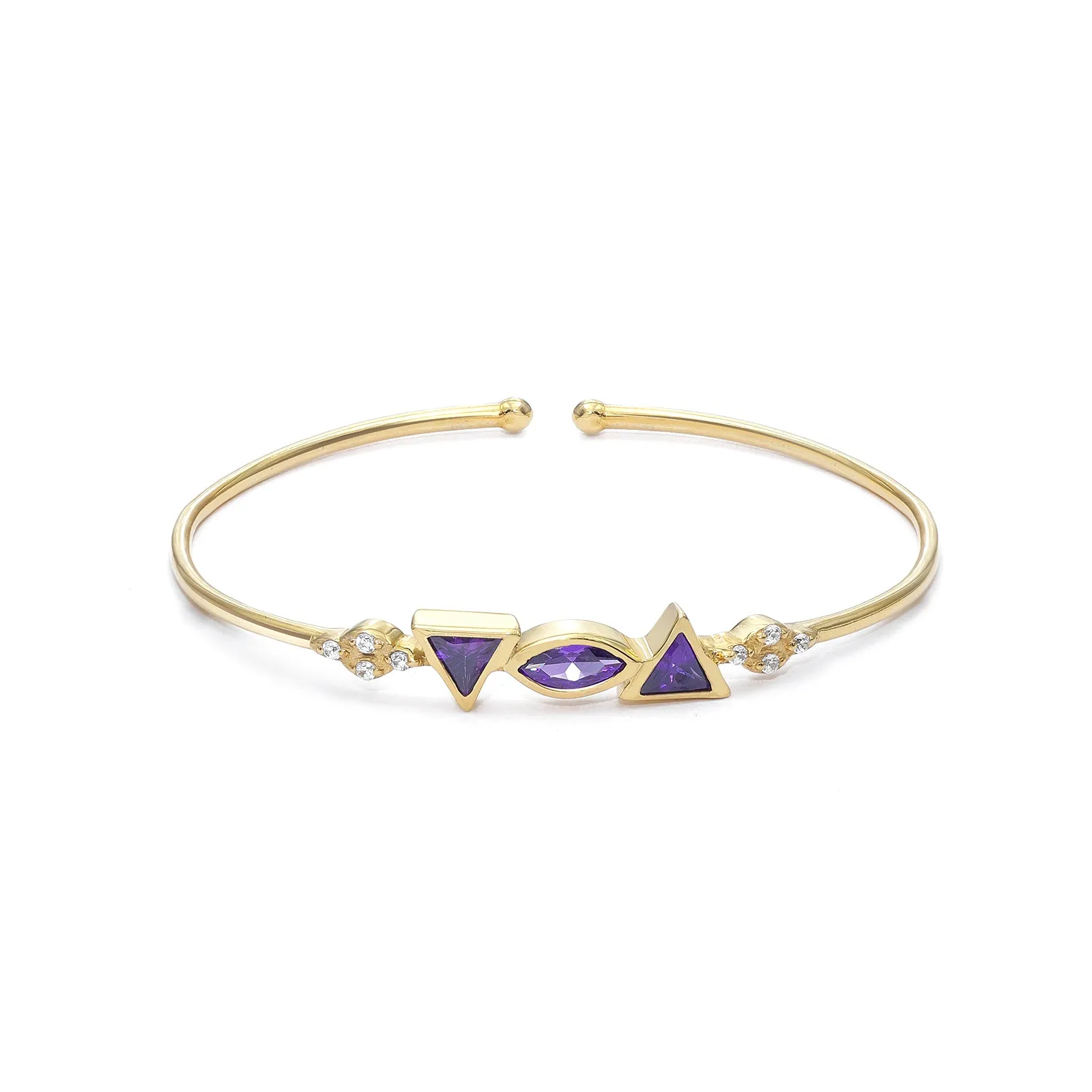 925 Sterling Silver Bracelet for Women with Triangular Amethyst Stone