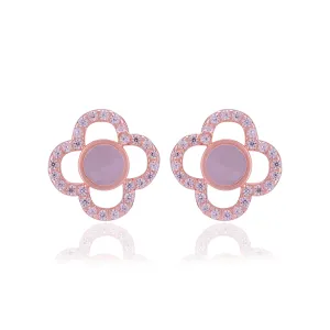 925 Sterling Silver Clover Pearl Centre Earrings For Women
