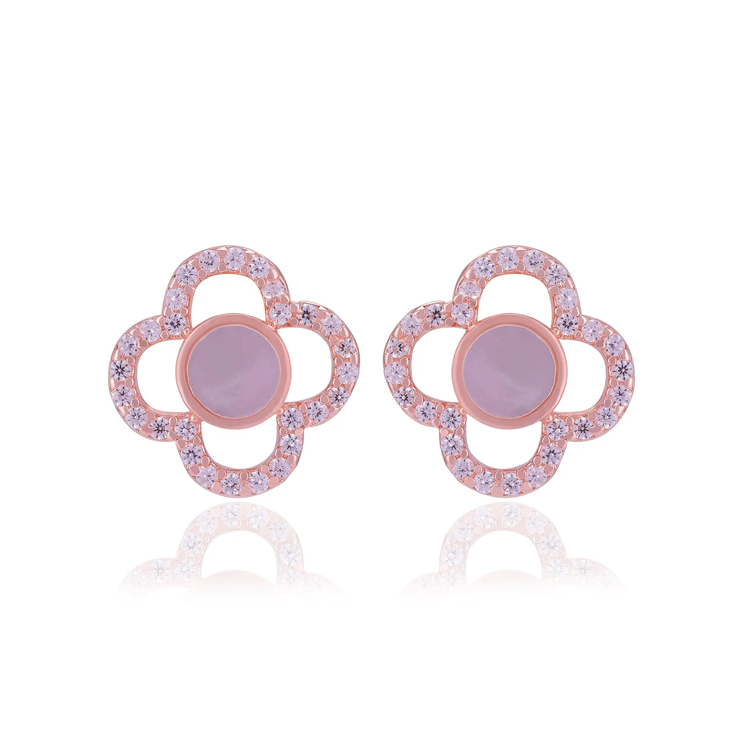 925 Sterling Silver Clover Pearl Centre Earrings For Women
