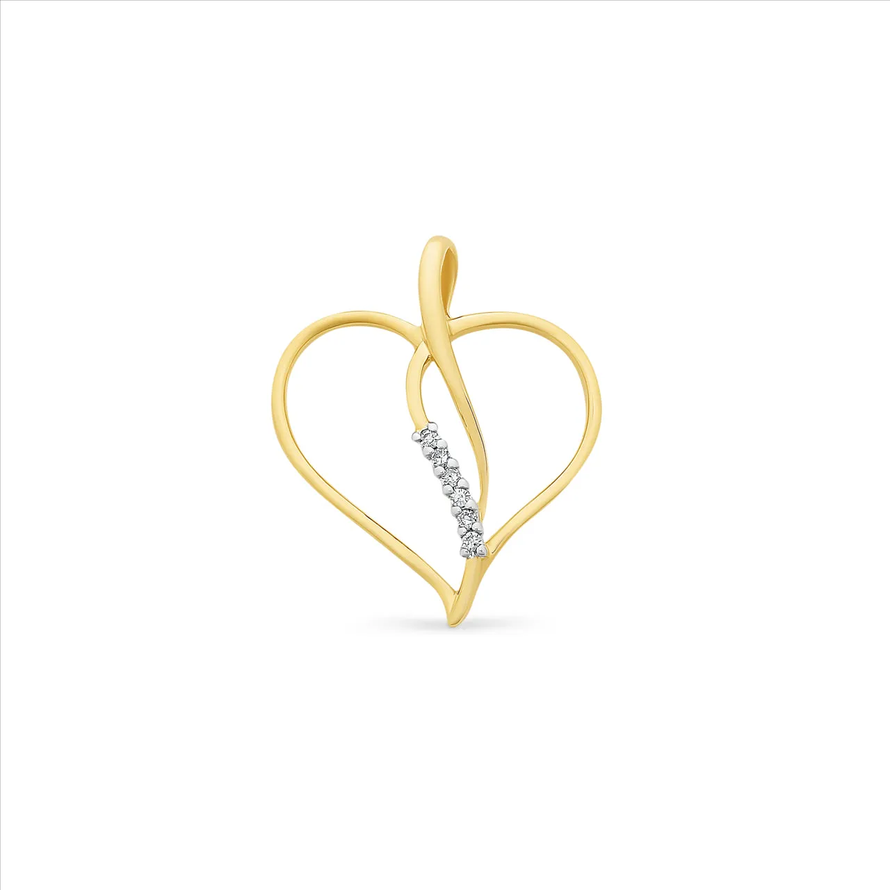 9ct YWG Heart Shaped Pendant with Diamond Accent M2973