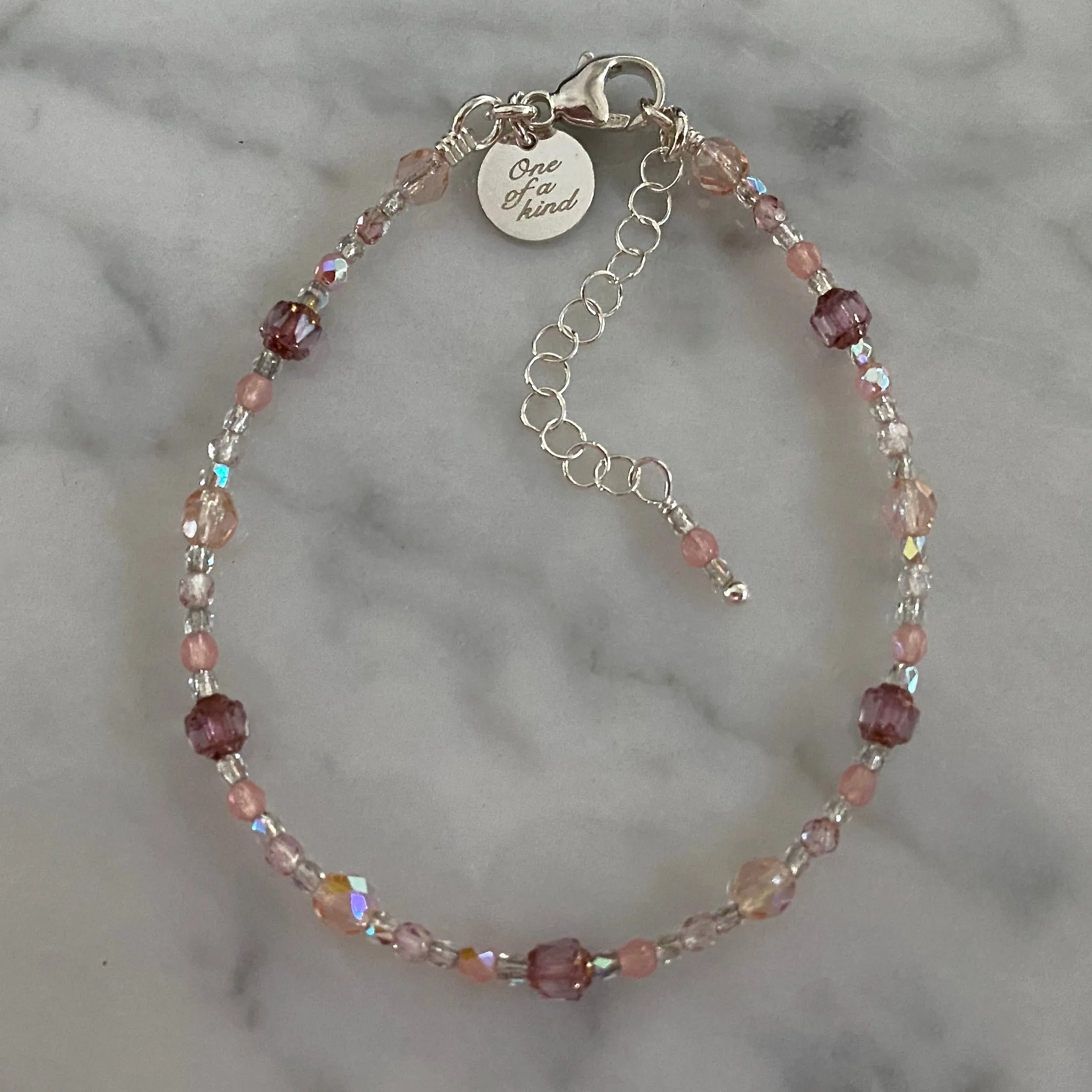 Adjustable "Desert Bloom" Brilliant Lights Glass Collection Strung Bracelet by Arpaia in Sterling Silver with Czech Glass