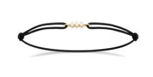 Aime-Toi 18ct Gold Plated CZ Black Cord Bracelet
