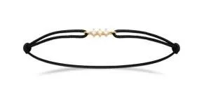 Aime-Toi 18ct Gold Plated CZ Black Cord Bracelet