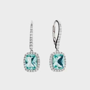 Ainsley Aqua Green Emerald Cut Earrings