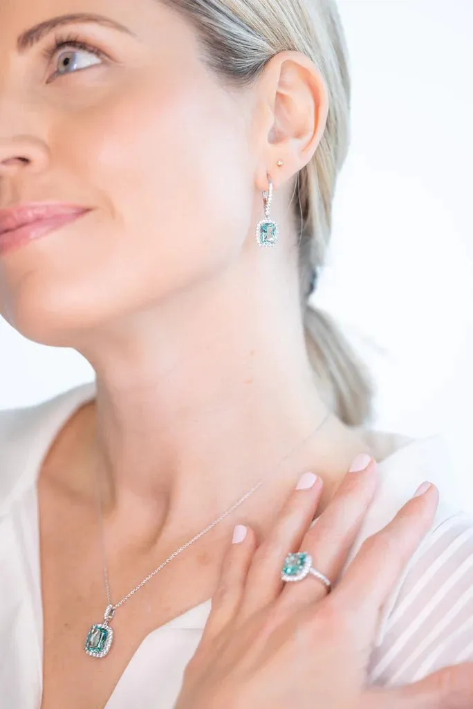 Ainsley Aqua Green Emerald Cut Earrings