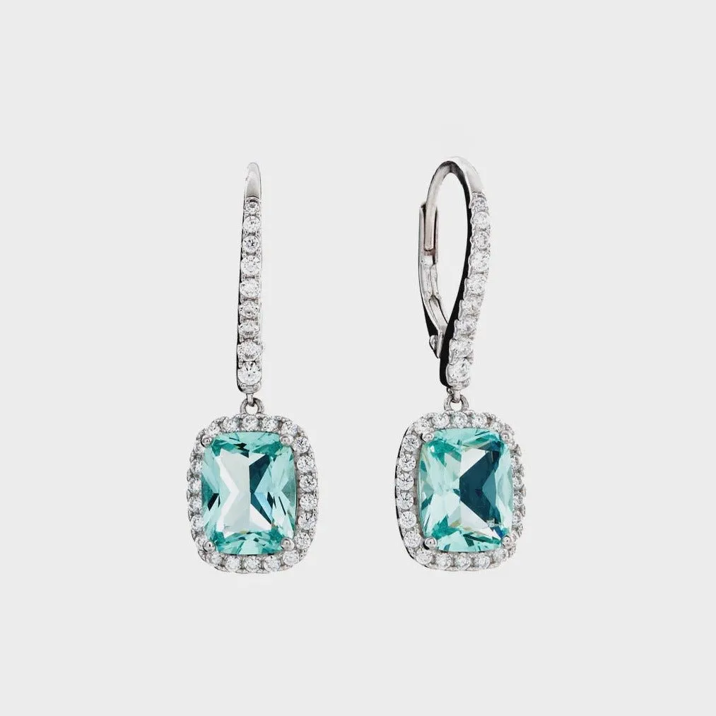 Ainsley Aqua Green Emerald Cut Earrings