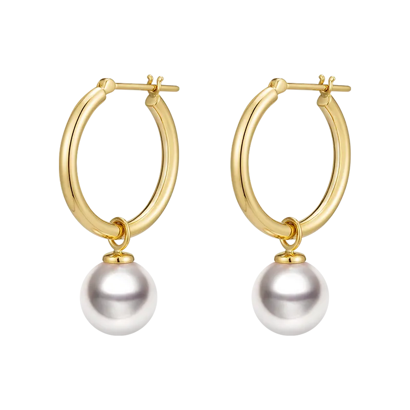 Akoya Pearl 18K Gold Convertible Hoop Earrings