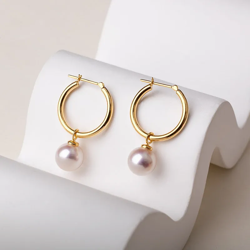 Akoya Pearl 18K Gold Convertible Hoop Earrings