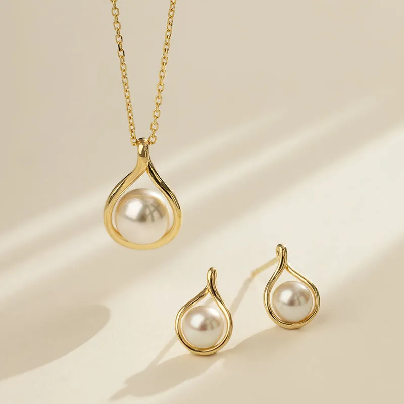 Akoya Pearl 18K Gold Teardrop Studs Earrings