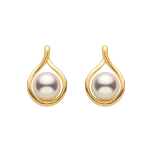 Akoya Pearl 18K Gold Teardrop Studs Earrings