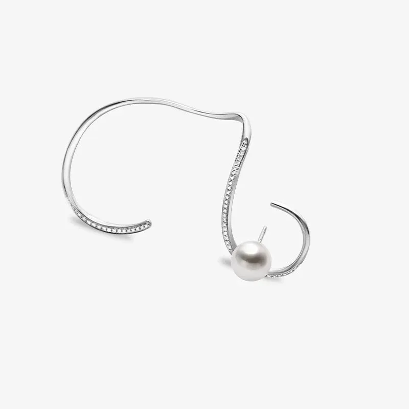 Akoya Pearl 18K White Gold Diamond Earhooks