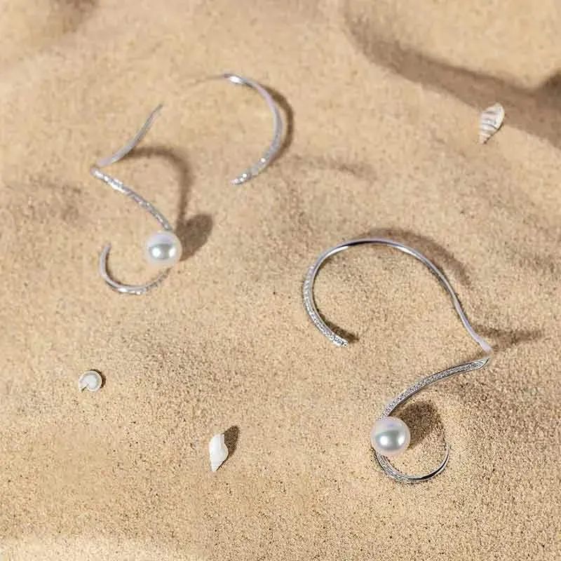 Akoya Pearl 18K White Gold Diamond Earhooks