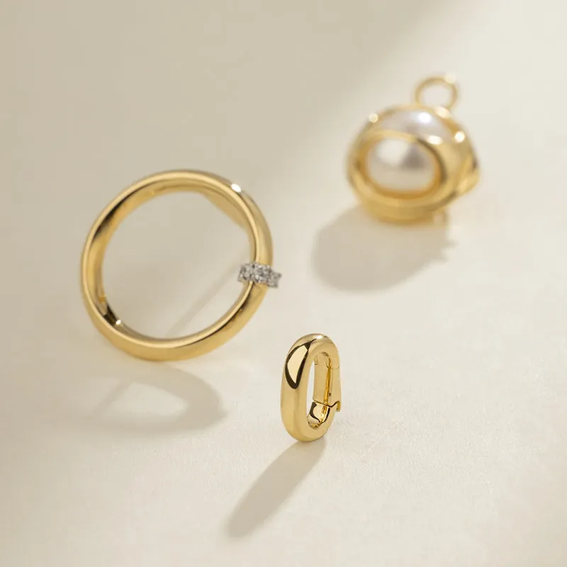 Akoya Saltwater Pearl 18K Gold Diamond Pearl-encased Hoop Earrings