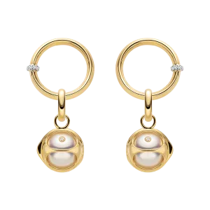 Akoya Saltwater Pearl 18K Gold Diamond Pearl-encased Hoop Earrings