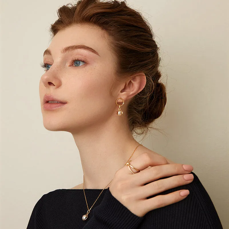 Akoya Saltwater Pearl 18K Gold Diamond Pearl-encased Hoop Earrings