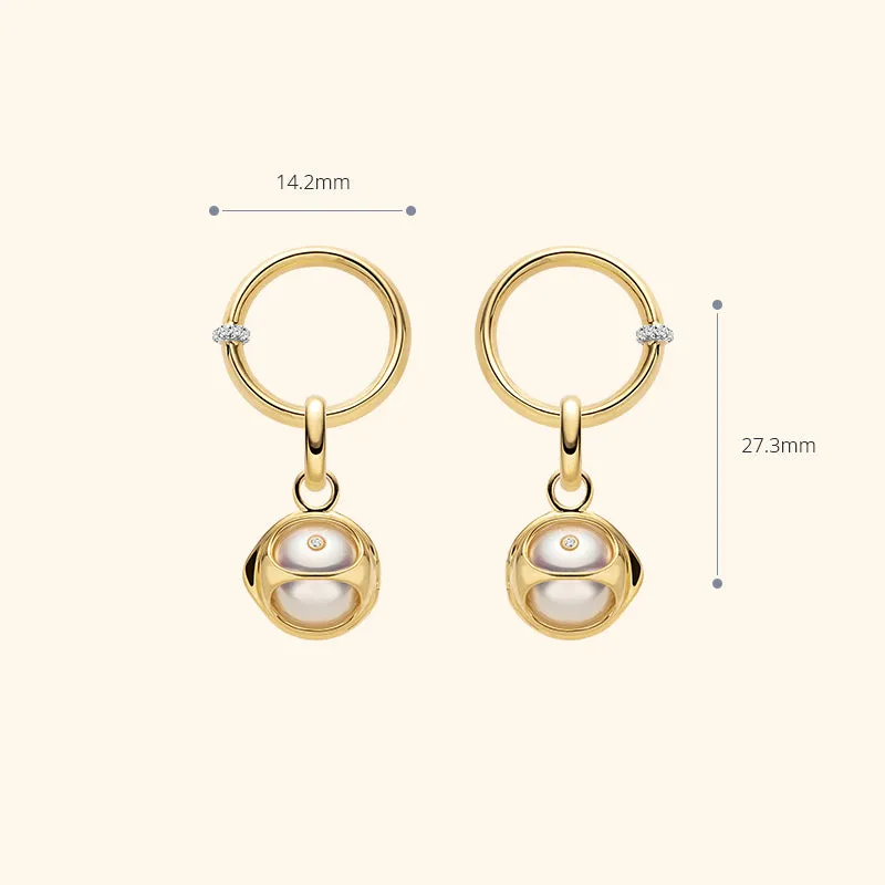 Akoya Saltwater Pearl 18K Gold Diamond Pearl-encased Hoop Earrings