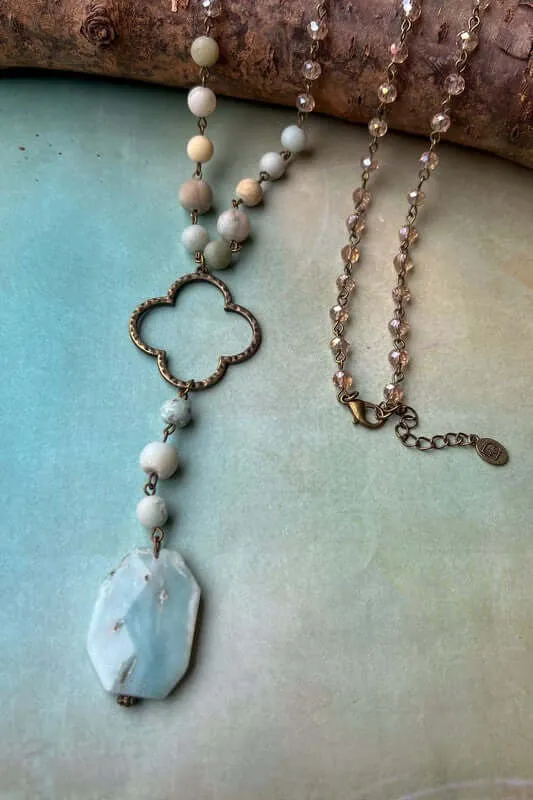 Alani Natural Amazonite and Stone Bead Necklace