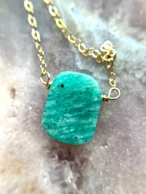 Amazonite Pendant Necklace - Crystal Necklace - Amazonite Jewelry - Stone Necklace - Heart Chakra Necklace