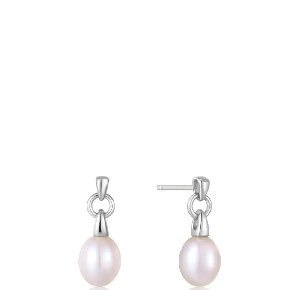 Ania Haie Pearl Drop Silver Stud Earrings
