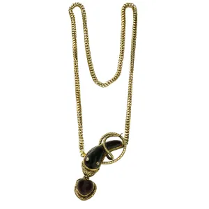 Antique Garnet Snake Necklace with Pendant Heart