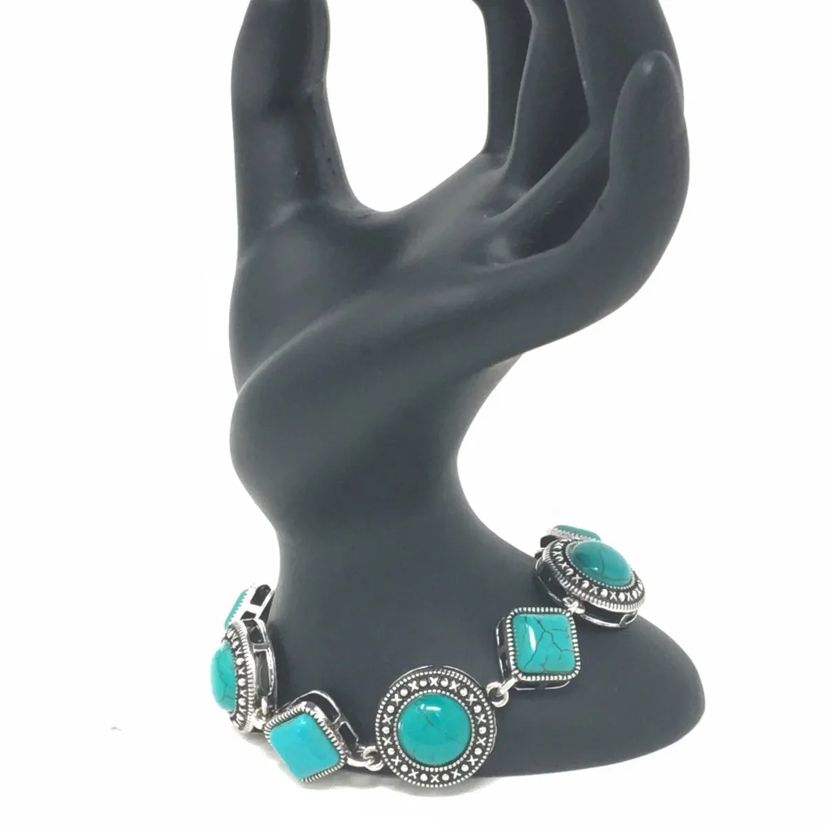 Antique Silver Turquoise Blue Bracelet