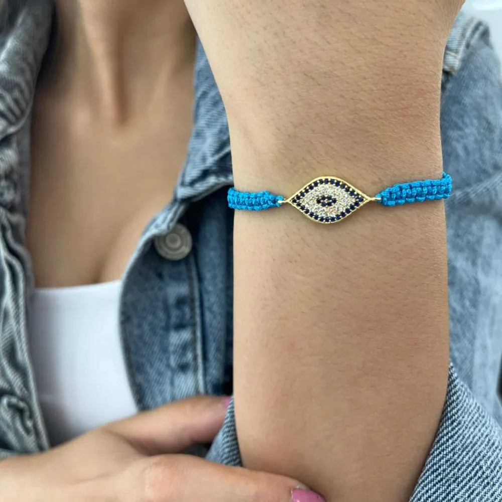 Aqua Almond Eye Handmade Bracelet