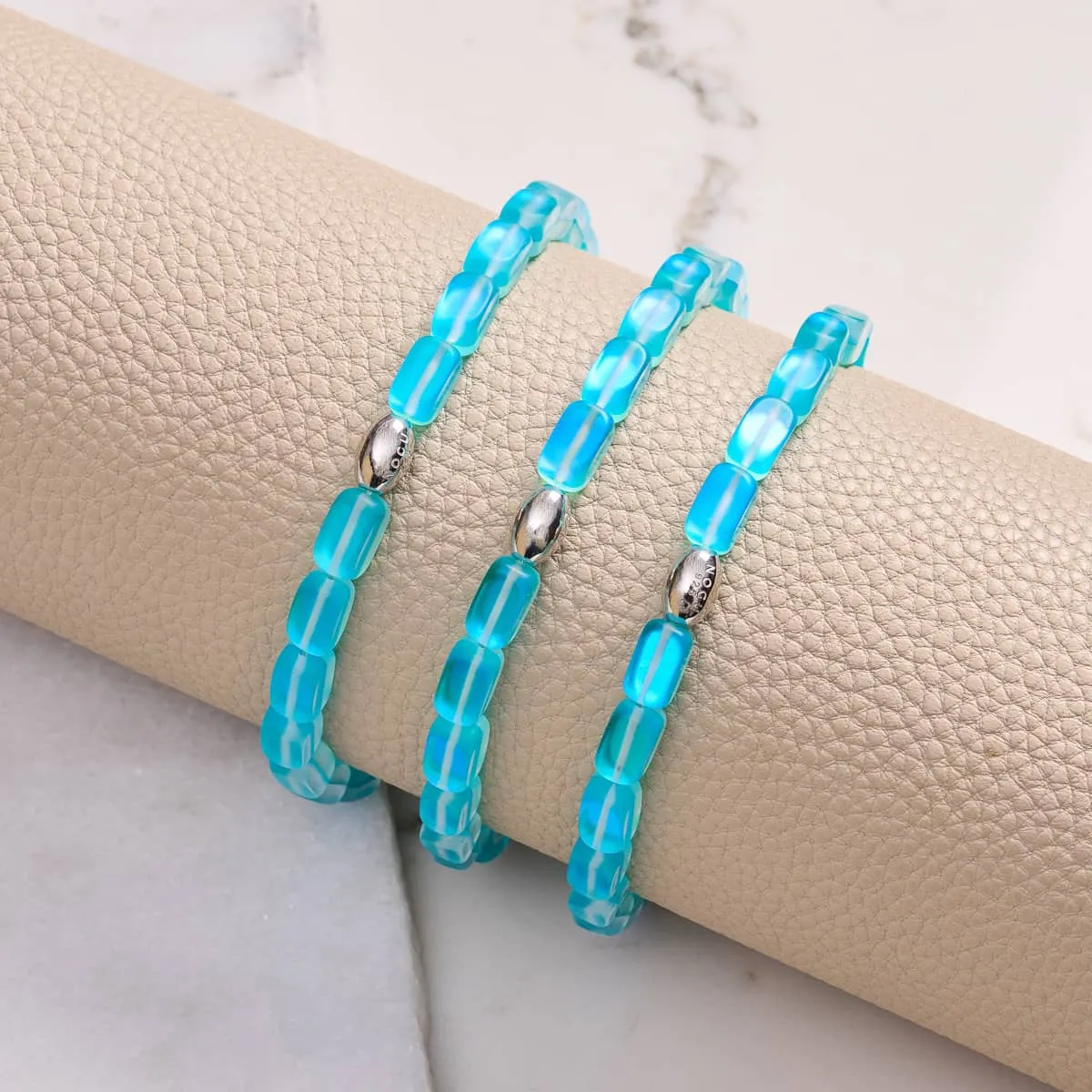 Aquamarine | .925 Sterling Silver | Mermaid Glass Pebble Bracelet