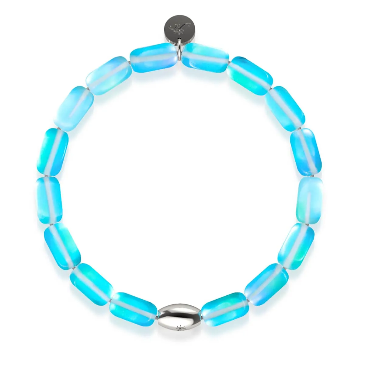 Aquamarine | .925 Sterling Silver | Mermaid Glass Pebble Bracelet
