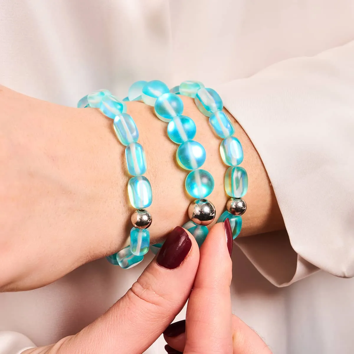 Aquamarine | Silver | Mermaid Glass Statement Bracelet