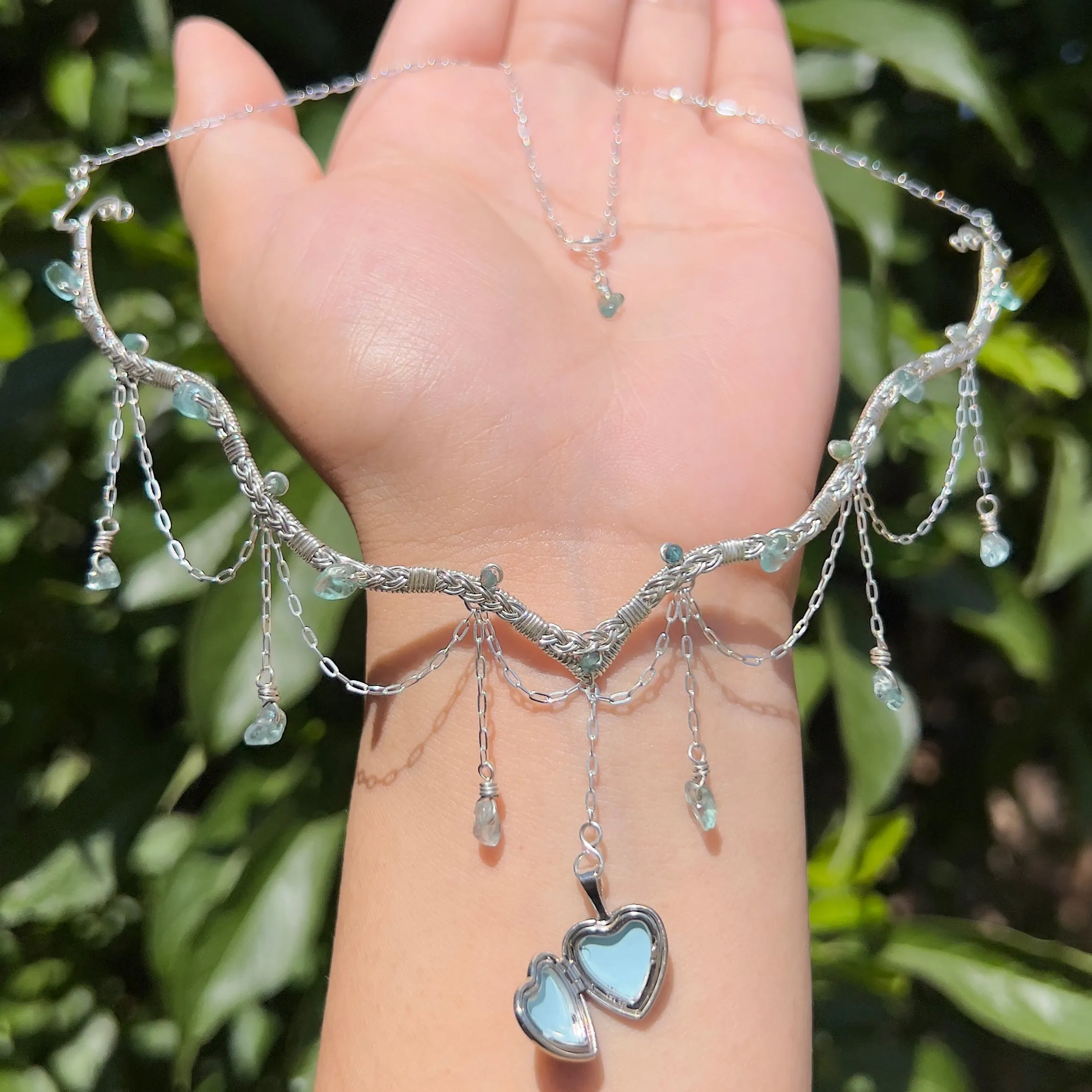 Astraea Lovers Locket in Blue Apatite .925 Sterling Silver ✵